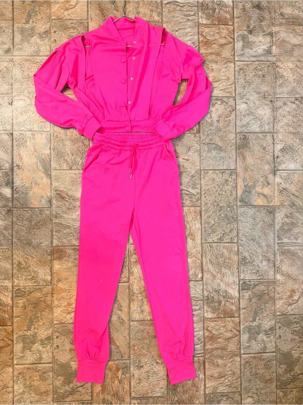 SHEIN Hot Pink Track Pants & Jacket Set